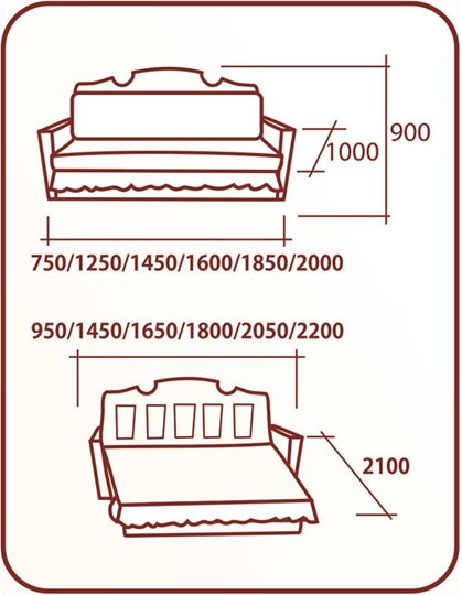 Прямой диван Аккордеон Бук 120 Радуга в Биробиджане - изображение 1